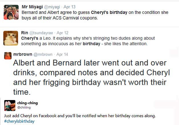 cheryl birthday puzzle funny tweets