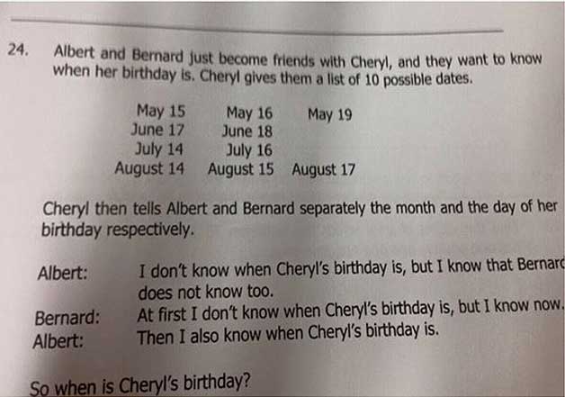 cheryl birthday actual solution revealed