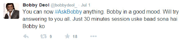 Bobby Deol Tweets-IndiaTV 