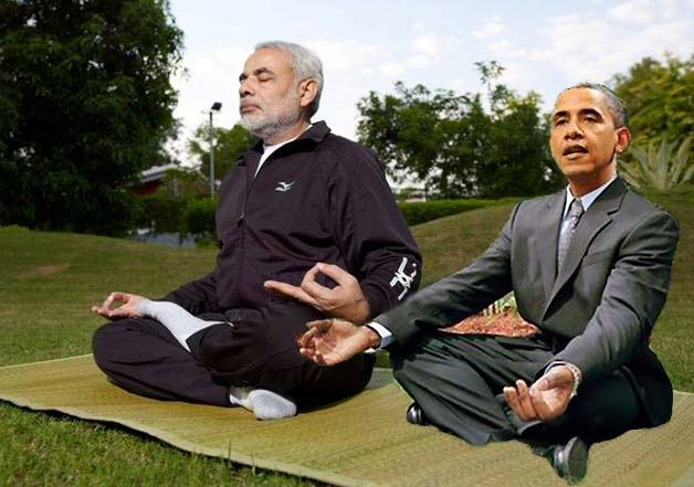 modi teaching obama yoga