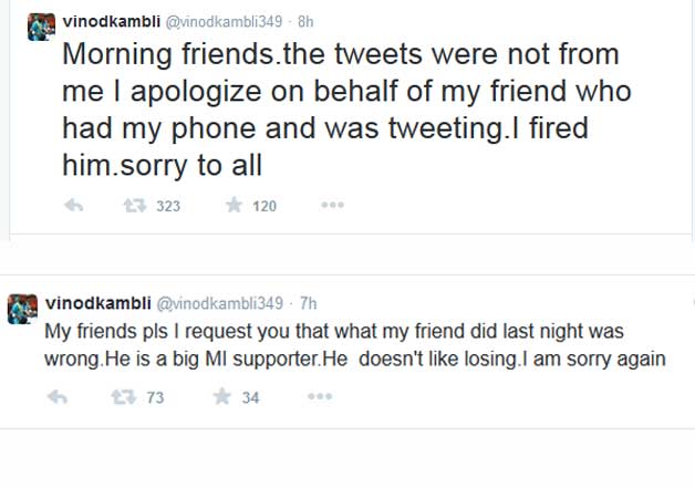 vinod kambli apologises for abusive tweets