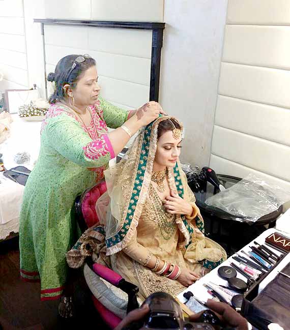 Dia Mirza getting ready for wedding 