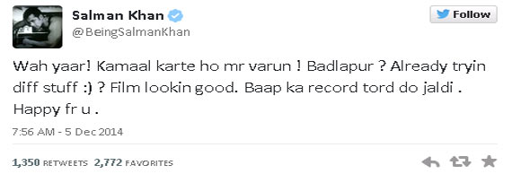 Salman tweet to Varun
