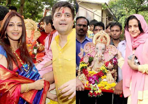 sonali bendre ameesha patel ganpati visarjan