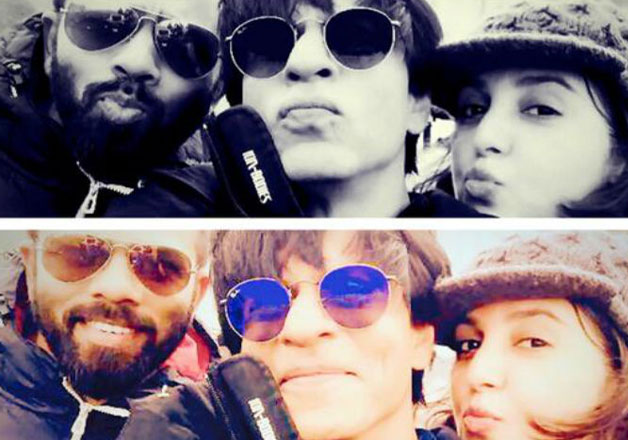 shahrukh khan pout selfie with rohit shetty and farah khan