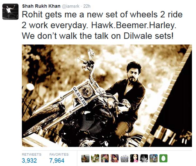 shah rukh khan, rohit shetty, harley davidson, dilwale