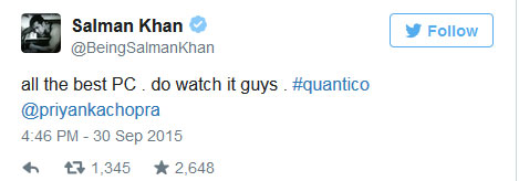 salman khan tweet quantico