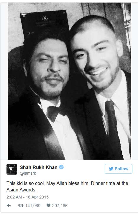 Shah rukh khan zyan malik selfie