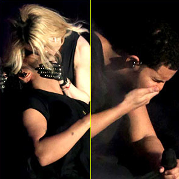 Madonna and Drake onstage kiss
