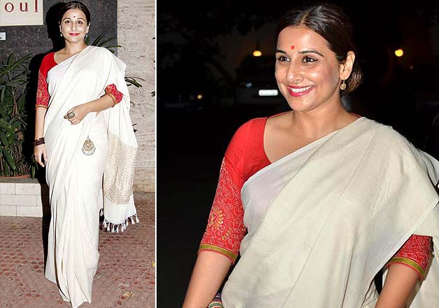 vidya balan blouse designs and white saree pics
