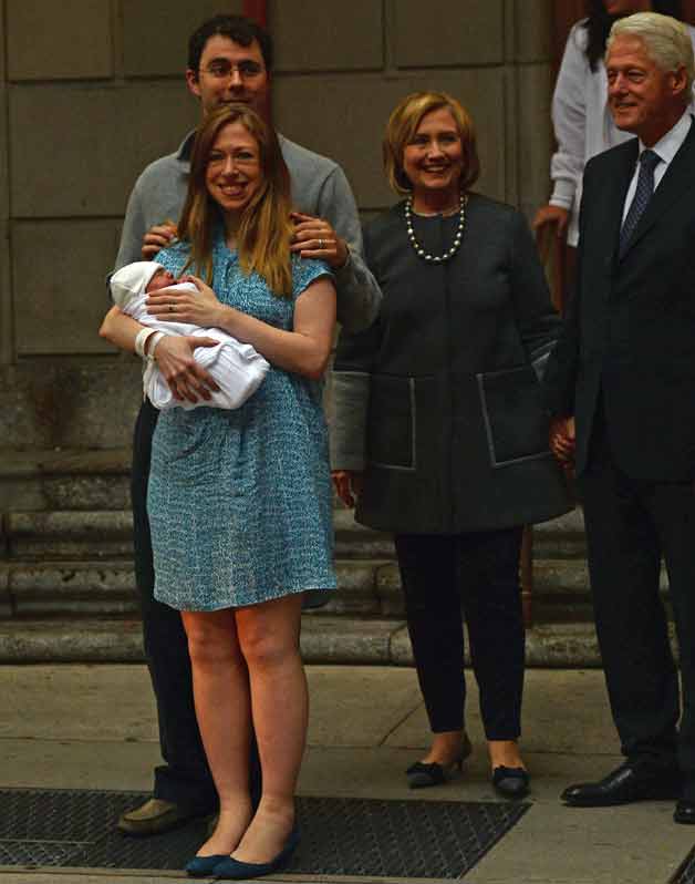 Hillary Clinton with grandchild