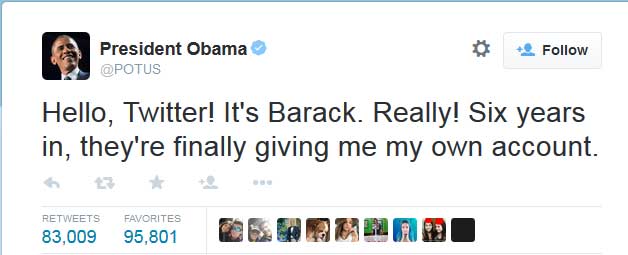 barack obama first tweet