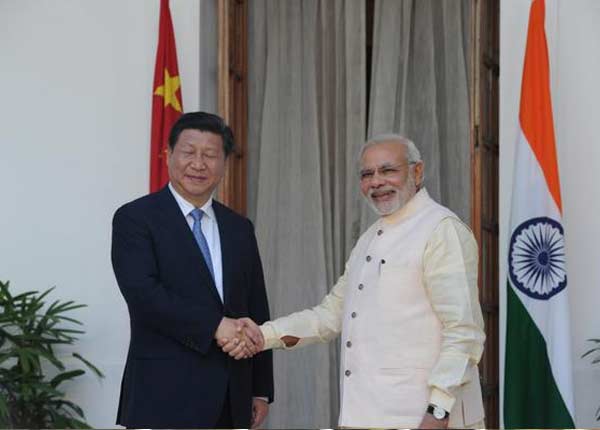 Narendra Modi and Xi Jinping at Hyderabad House