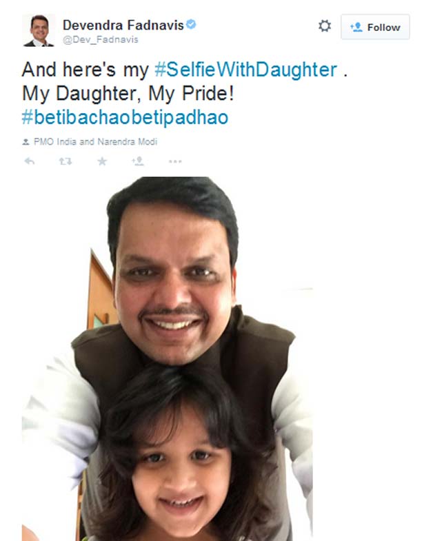 selfie with daughter devendra fadnavis