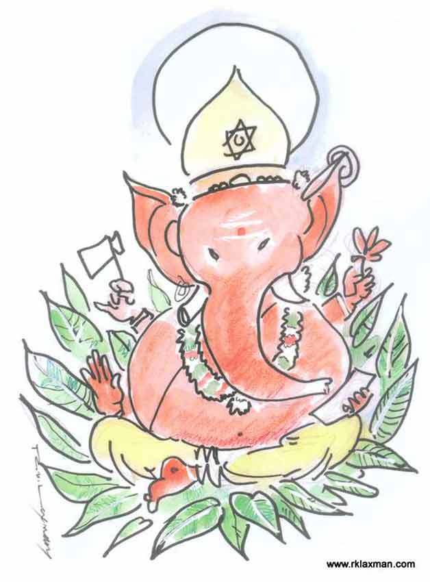 RK Laxman Ganesha cartoon
